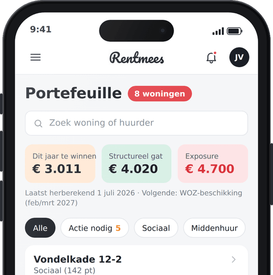 Rentmees portefeuille-overzicht op iPhone